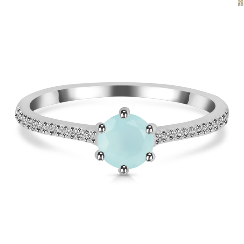 Blue Chalcedony & White Topaz Ring BLX-RDR-3143.