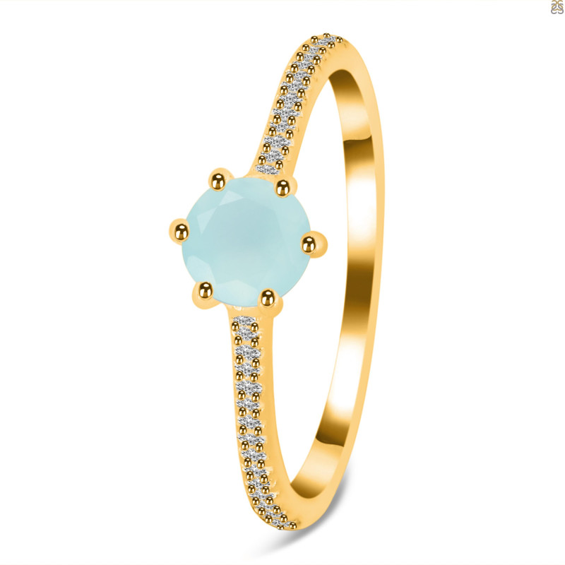 Blue Chalcedony & White Topaz Ring BLX-RDR-3143.