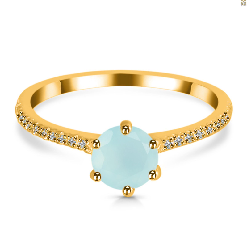 Blue Chalcedony & White Topaz Ring BLX-RDR-3144.