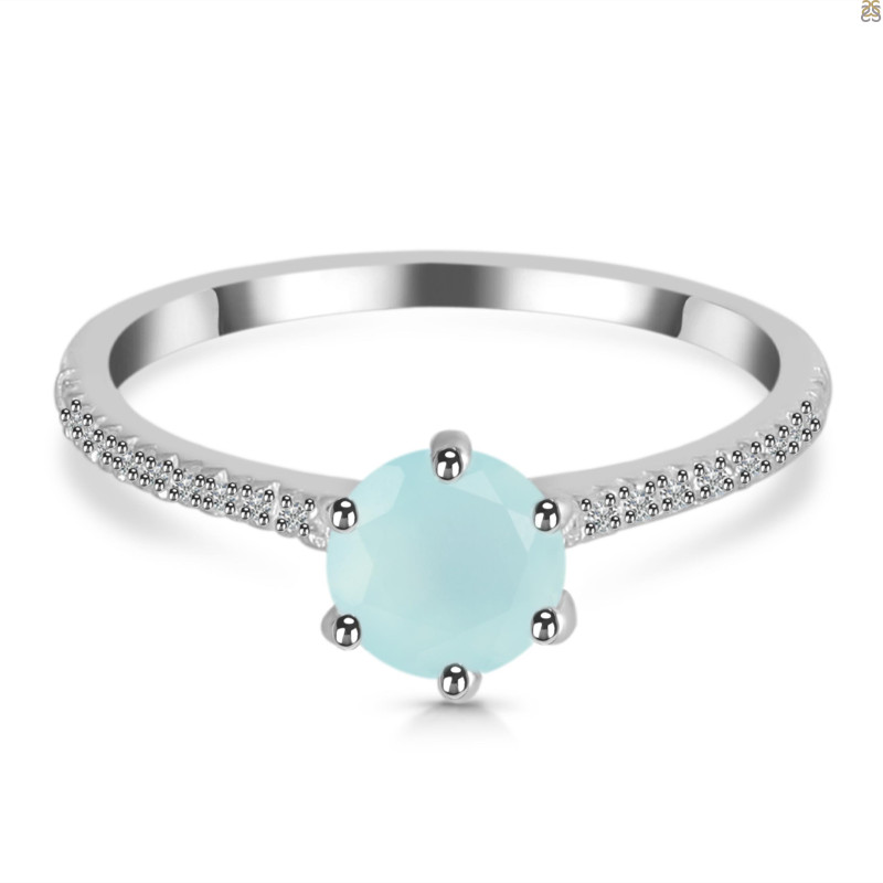 Blue Chalcedony & White Topaz Ring BLX-RDR-3144.