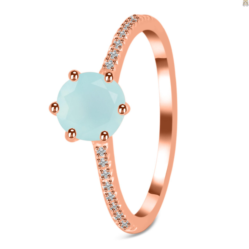 Blue Chalcedony & White Topaz Ring BLX-RDR-3144.
