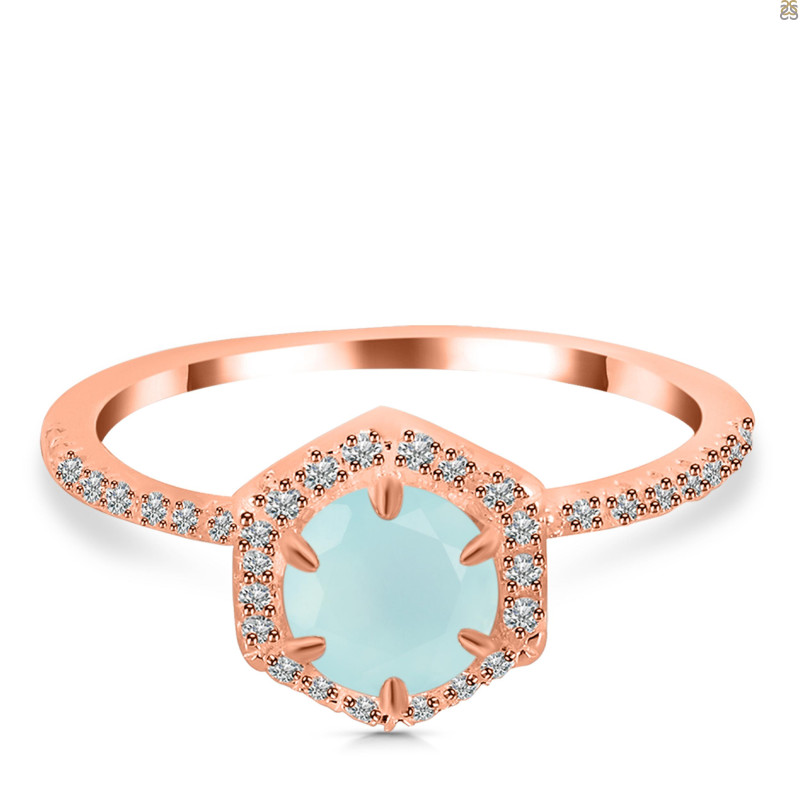 Blue Chalcedony & White Topaz Ring BLX-RDR-3146.