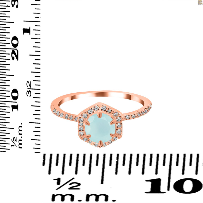 Blue Chalcedony & White Topaz Ring BLX-RDR-3146.