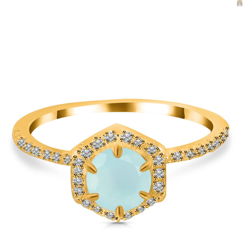 Blue Chalcedony & White Topaz Ring BLX-RDR-3146.