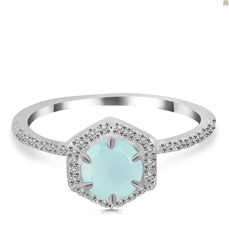 Blue Chalcedony & White Topaz Ring BLX-RDR-3146.