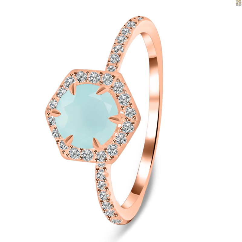 Blue Chalcedony & White Topaz Ring BLX-RDR-3146.