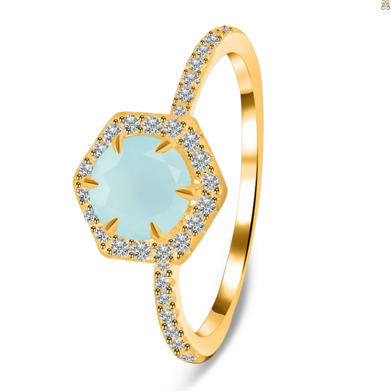 Blue Chalcedony & White Topaz Ring BLX-RDR-3146.