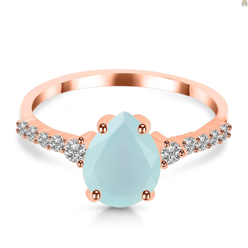 Blue Chalcedony & White Topaz Ring BLX-RDR-3148.