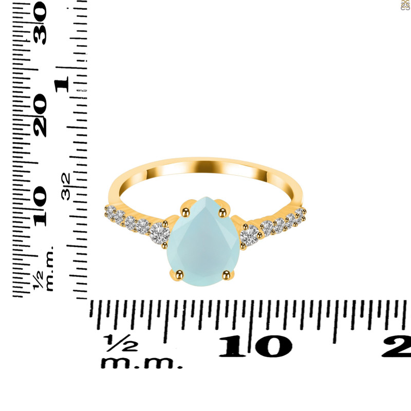 Blue Chalcedony & White Topaz Ring BLX-RDR-3148.