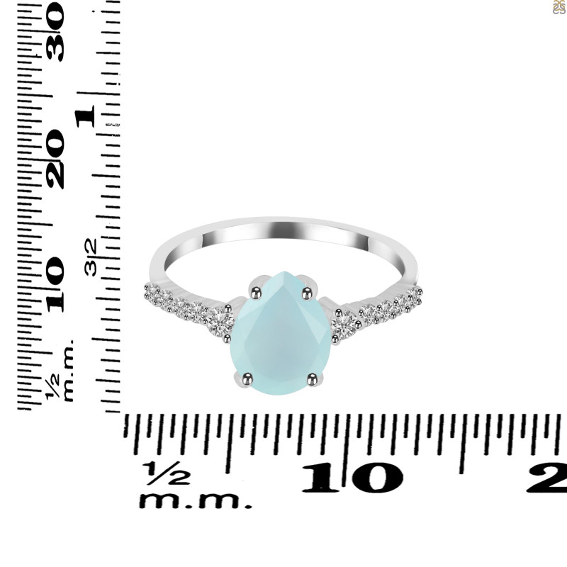 Blue Chalcedony & White Topaz Ring BLX-RDR-3148.