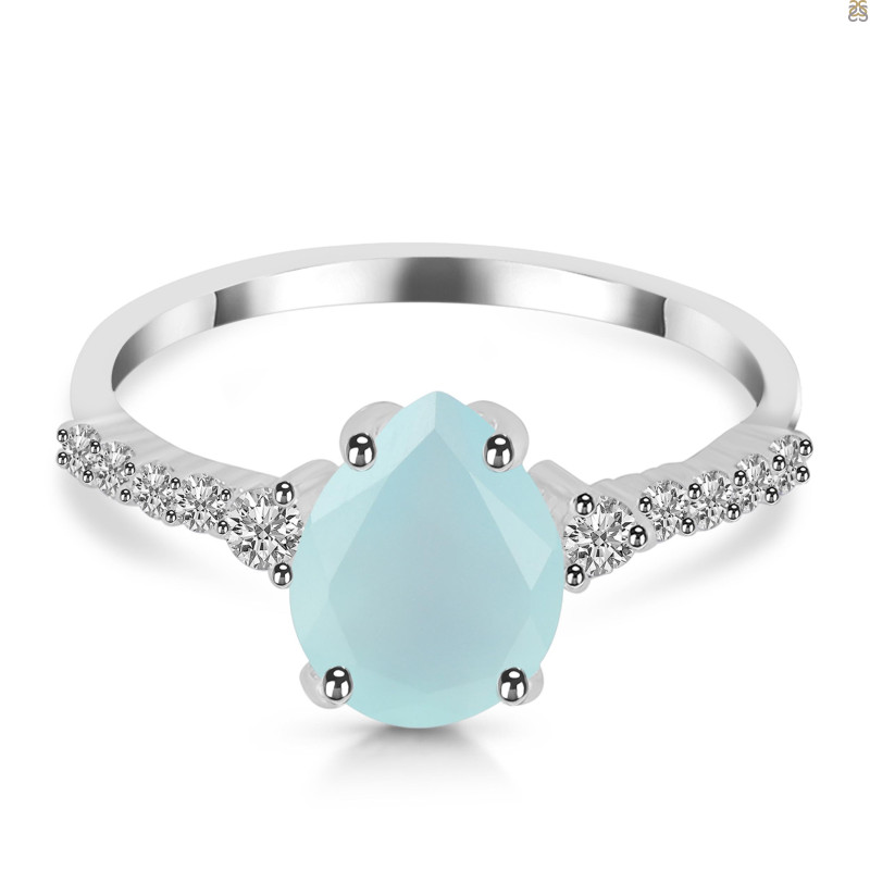 Blue Chalcedony & White Topaz Ring BLX-RDR-3148.