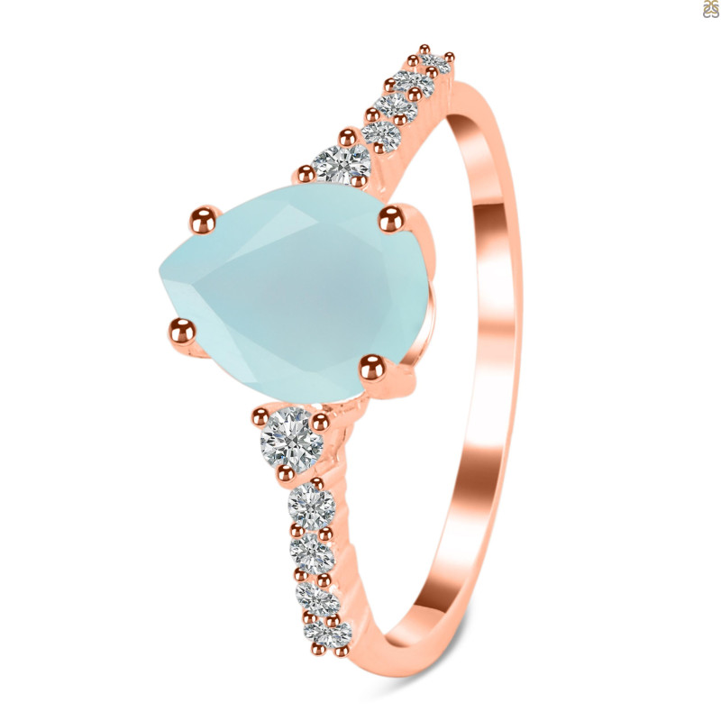 Blue Chalcedony & White Topaz Ring BLX-RDR-3148.