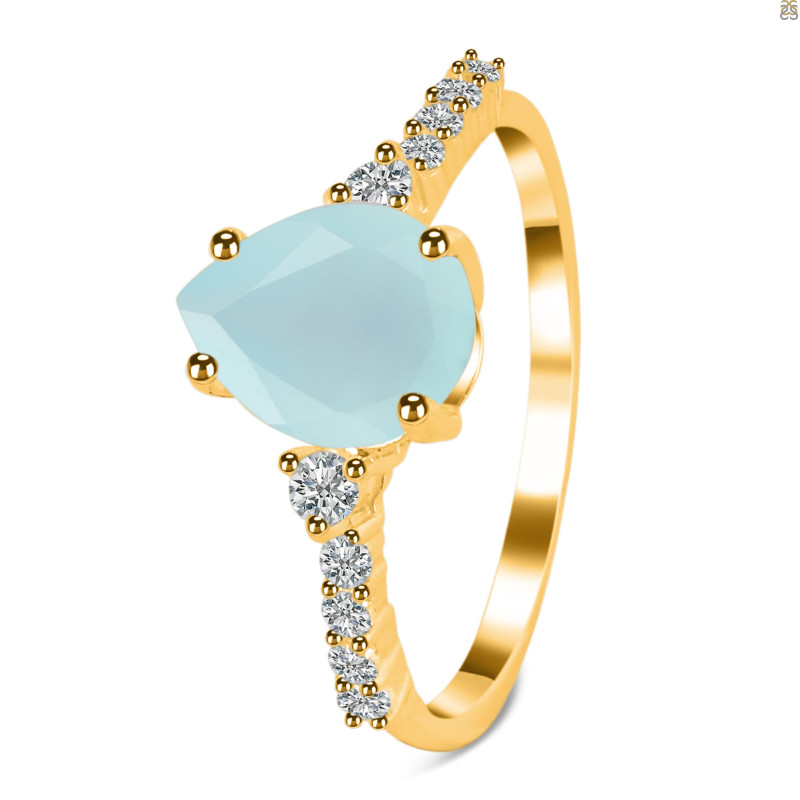Blue Chalcedony & White Topaz Ring BLX-RDR-3148.