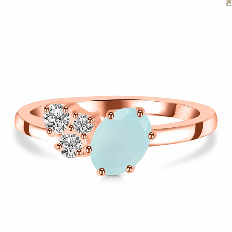 Blue Chalcedony & White Topaz Ring BLX-RDR-3153.