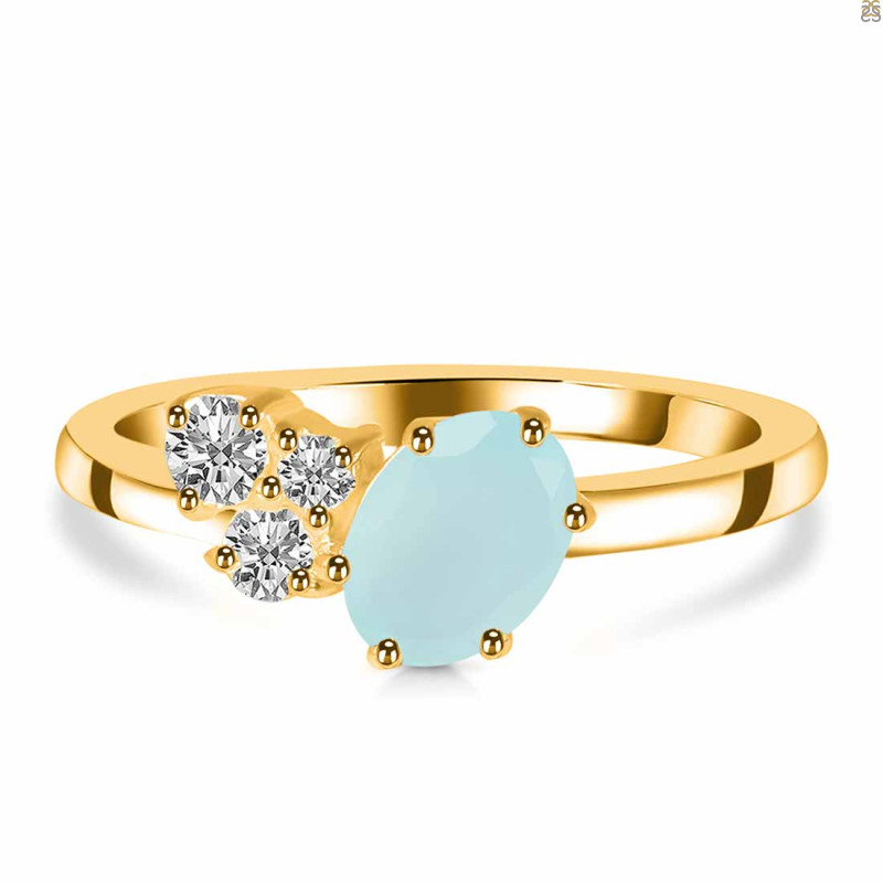 Blue Chalcedony & White Topaz Ring BLX-RDR-3153.