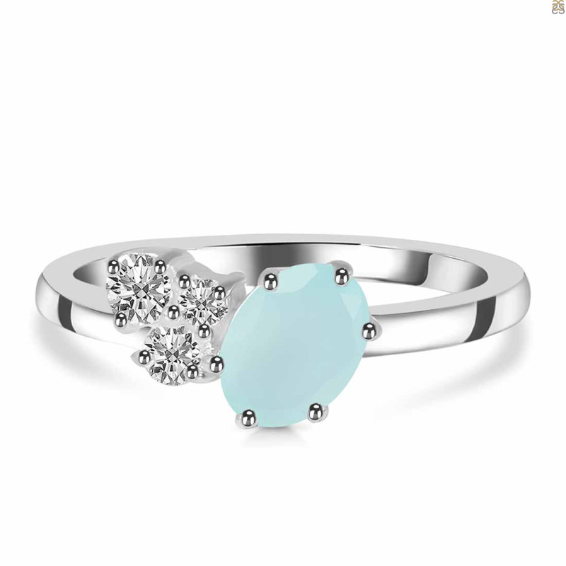 Blue Chalcedony & White Topaz Ring BLX-RDR-3153.