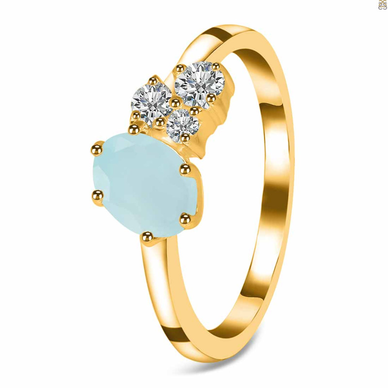 Blue Chalcedony & White Topaz Ring BLX-RDR-3153.