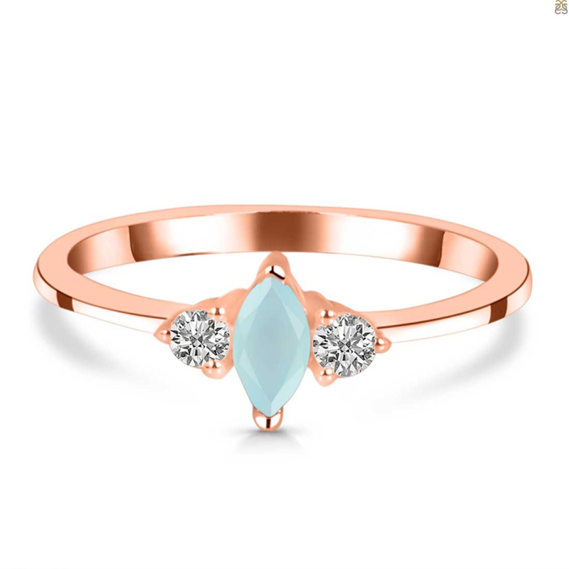 Blue Chalcedony & White Topaz Ring BLX-RDR-3155.