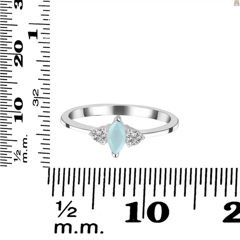 Blue Chalcedony & White Topaz Ring BLX-RDR-3155.