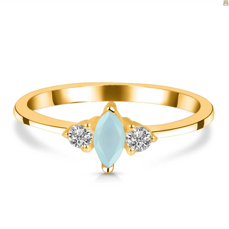 Blue Chalcedony & White Topaz Ring BLX-RDR-3155.