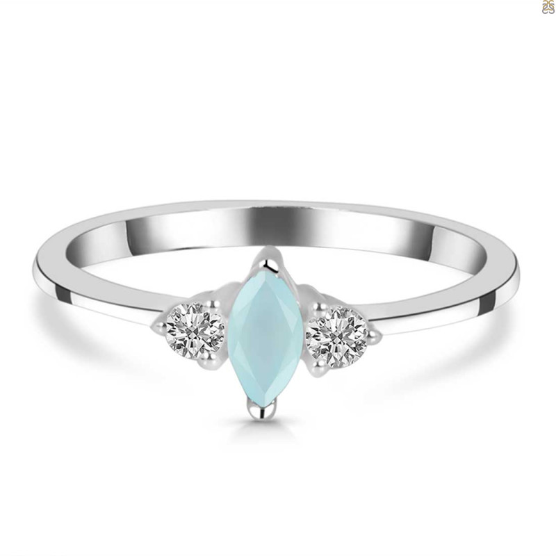 Blue Chalcedony & White Topaz Ring BLX-RDR-3155.