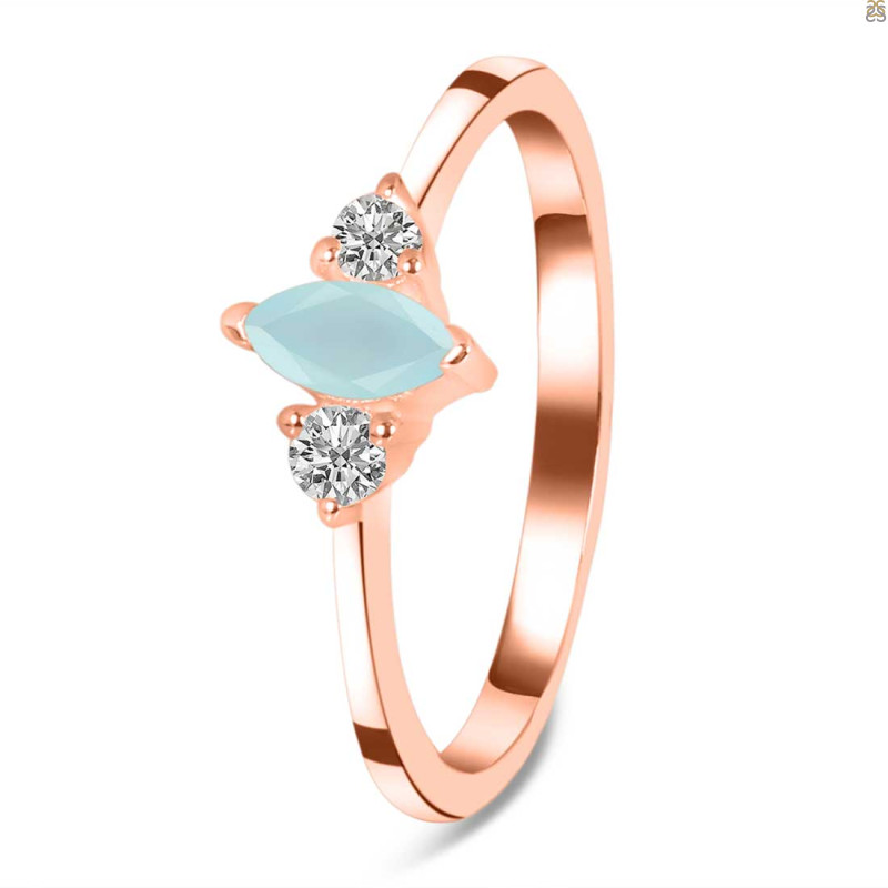 Blue Chalcedony & White Topaz Ring BLX-RDR-3155.