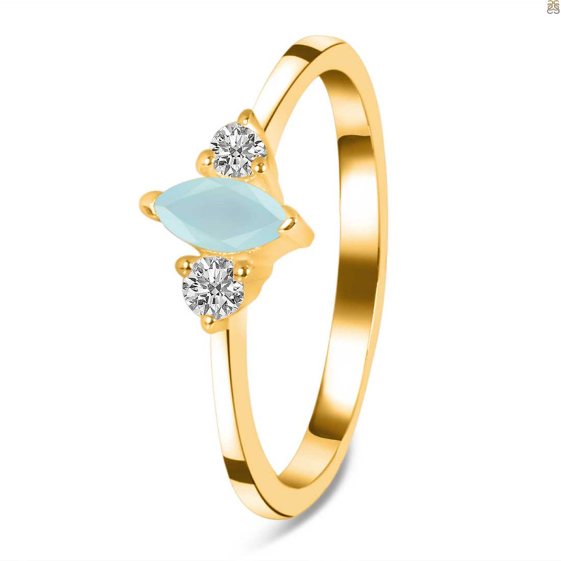 Blue Chalcedony & White Topaz Ring BLX-RDR-3155.