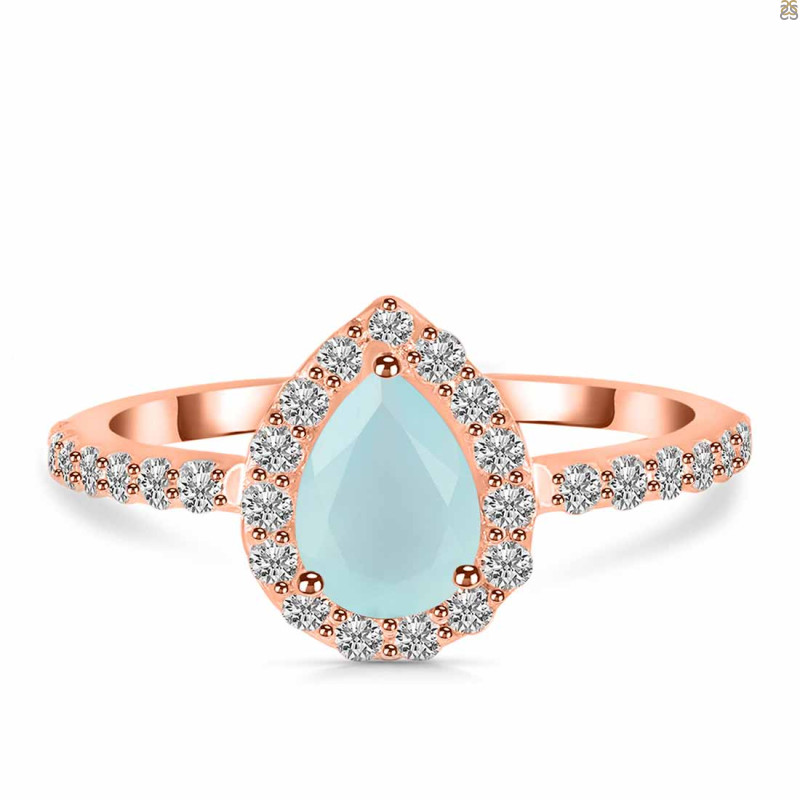 Blue Chalcedony & White Topaz Ring BLX-RDR-3161.