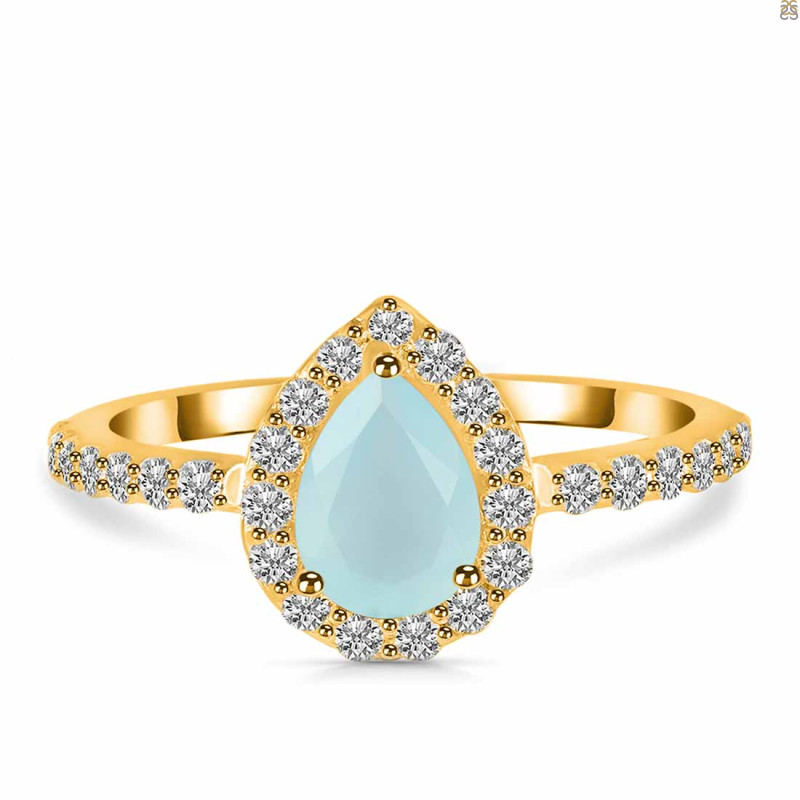 Blue Chalcedony & White Topaz Ring BLX-RDR-3161.