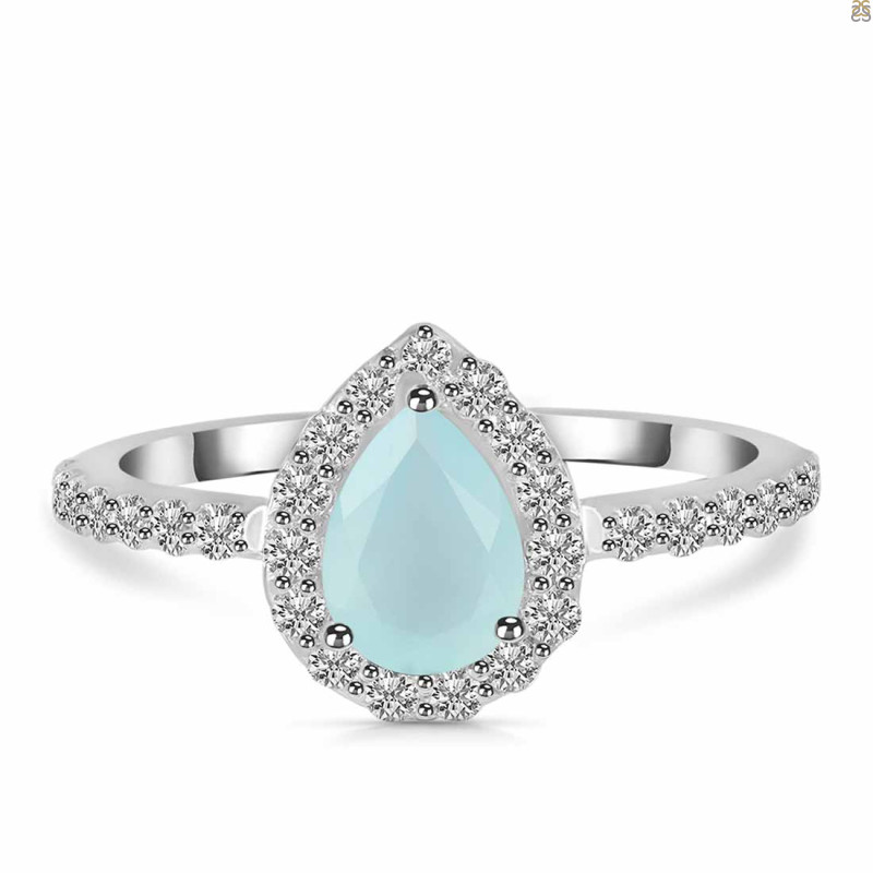Blue Chalcedony & White Topaz Ring BLX-RDR-3161.