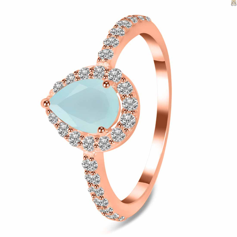 Blue Chalcedony & White Topaz Ring BLX-RDR-3161.