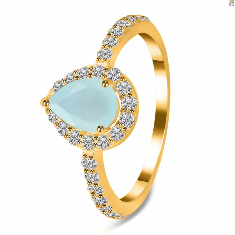 Blue Chalcedony & White Topaz Ring BLX-RDR-3161.