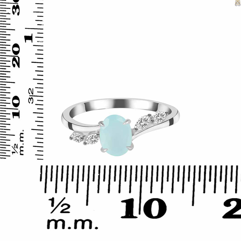 Blue Chalcedony & White Topaz Ring BLX-RDR-3163.