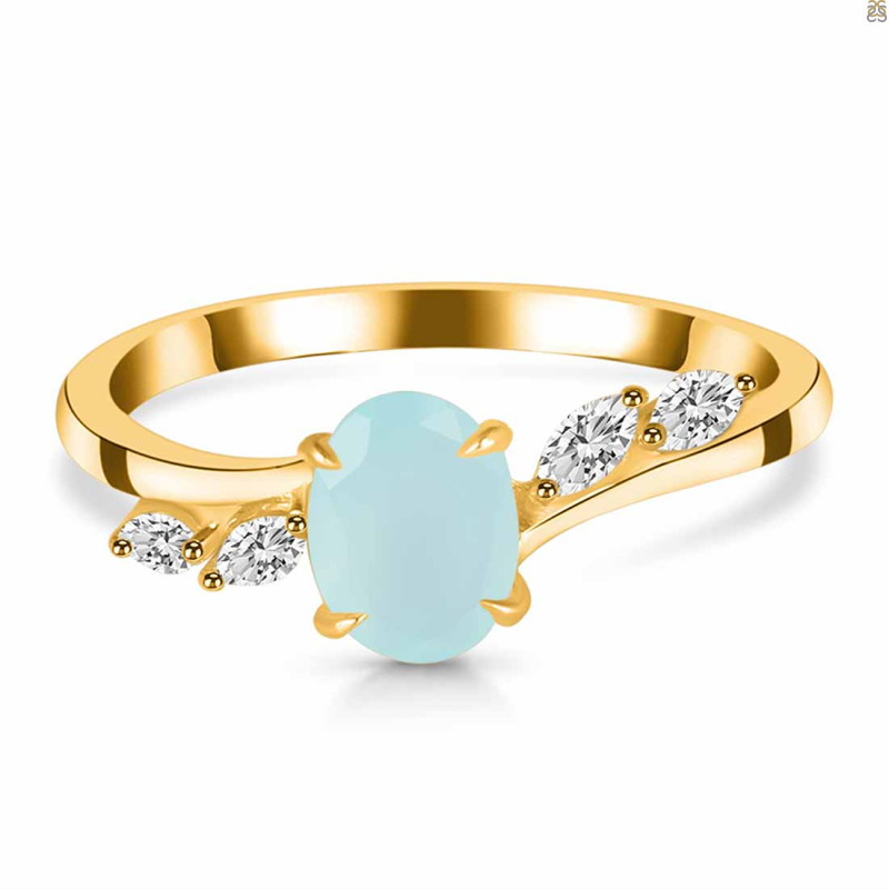 Blue Chalcedony & White Topaz Ring BLX-RDR-3163.