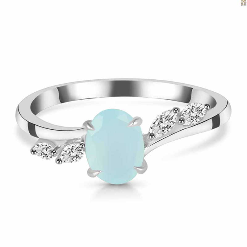 Blue Chalcedony & White Topaz Ring BLX-RDR-3163.