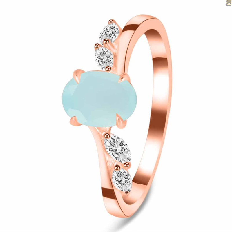 Blue Chalcedony & White Topaz Ring BLX-RDR-3163.