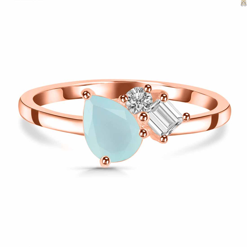 Blue Chalcedony & White Topaz Ring BLX-RDR-3199.