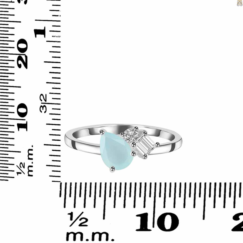 Blue Chalcedony & White Topaz Ring BLX-RDR-3199.