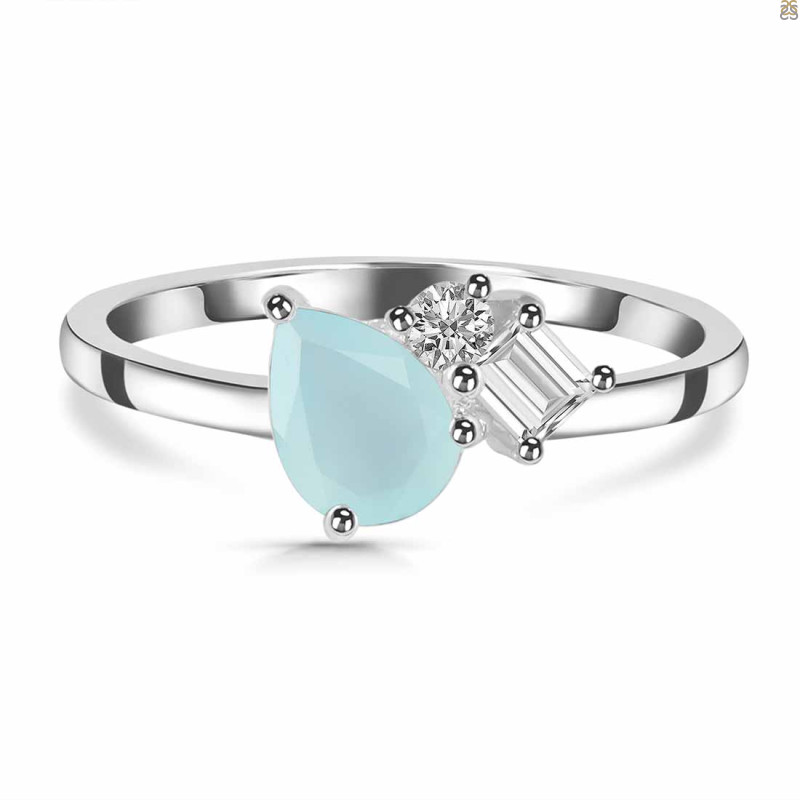 Blue Chalcedony & White Topaz Ring BLX-RDR-3199.