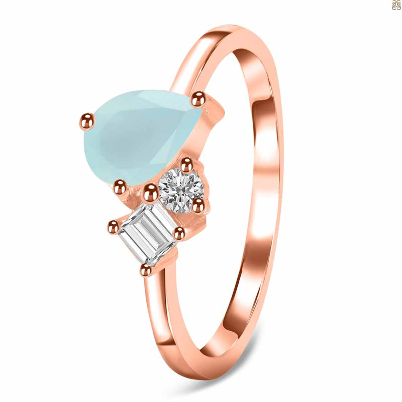 Blue Chalcedony & White Topaz Ring BLX-RDR-3199.