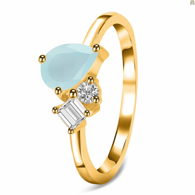 Blue Chalcedony & White Topaz Ring BLX-RDR-3199.