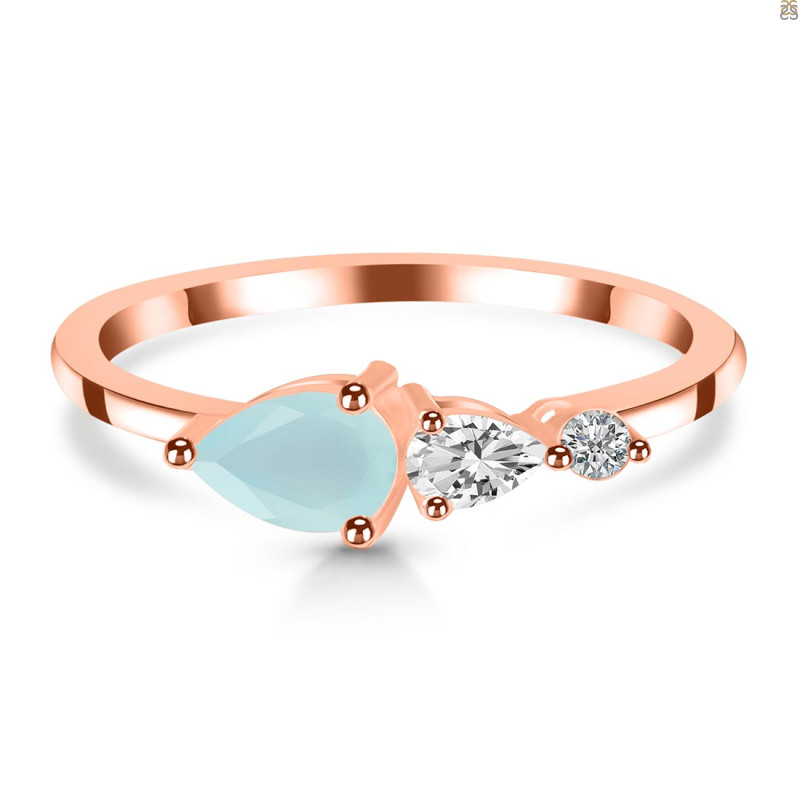 Blue Chalcedony  & White Topaz Ring BLX-RDR-3238.