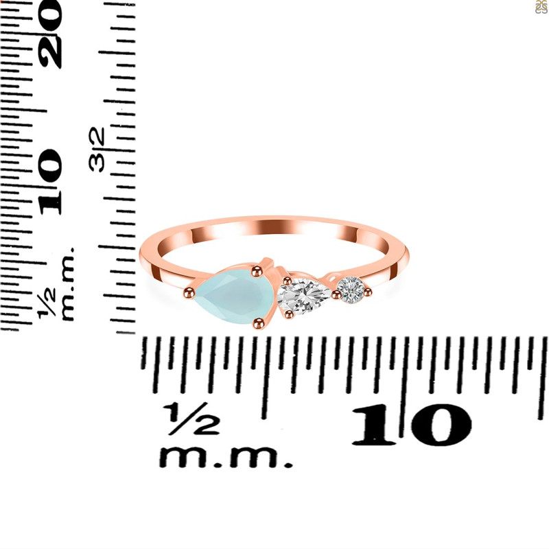 Blue Chalcedony  & White Topaz Ring BLX-RDR-3238.