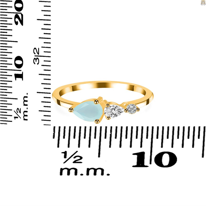 Blue Chalcedony  & White Topaz Ring BLX-RDR-3238.