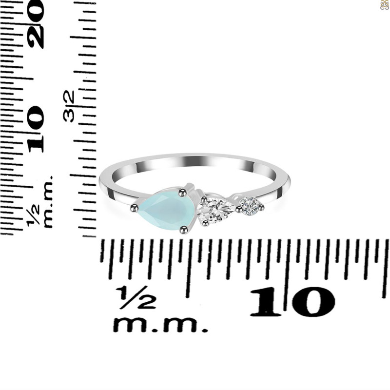 Blue Chalcedony  & White Topaz Ring BLX-RDR-3238.