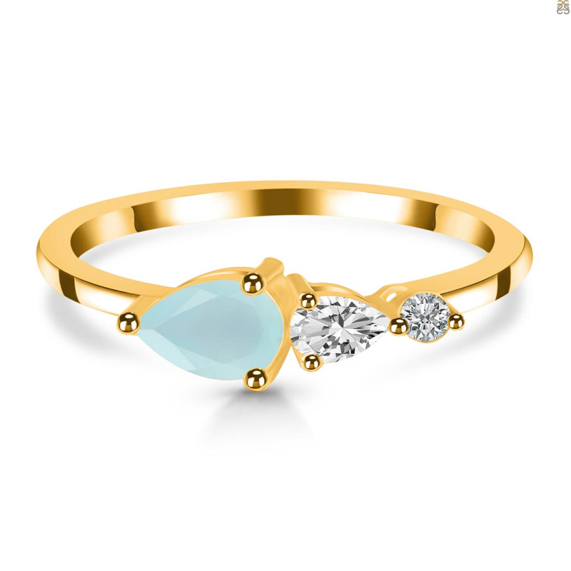 Blue Chalcedony  & White Topaz Ring BLX-RDR-3238.