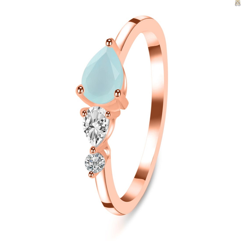 Blue Chalcedony  & White Topaz Ring BLX-RDR-3238.