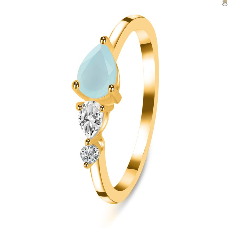 Blue Chalcedony  & White Topaz Ring BLX-RDR-3238.