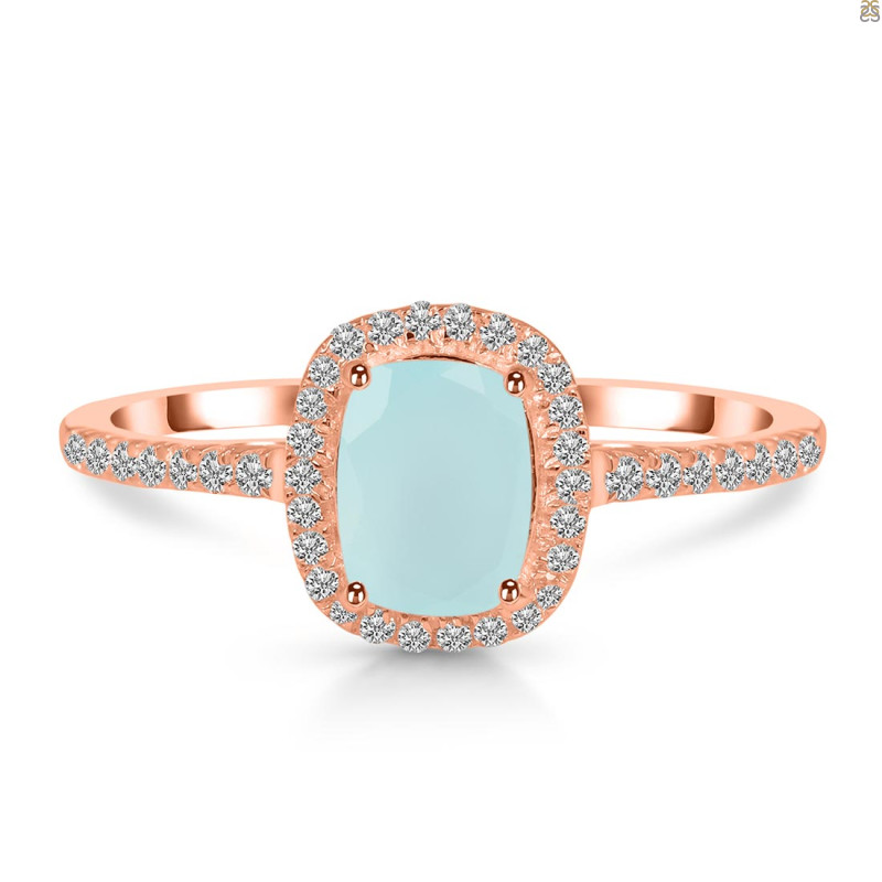 Blue Chalcedony & White Topaz Ring BLX-RDR-3263.