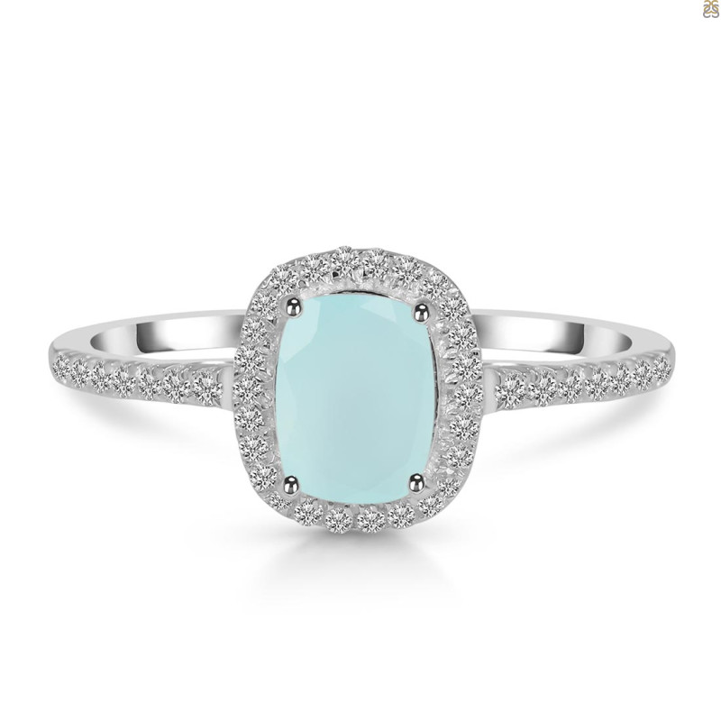 Blue Chalcedony & White Topaz Ring BLX-RDR-3263.